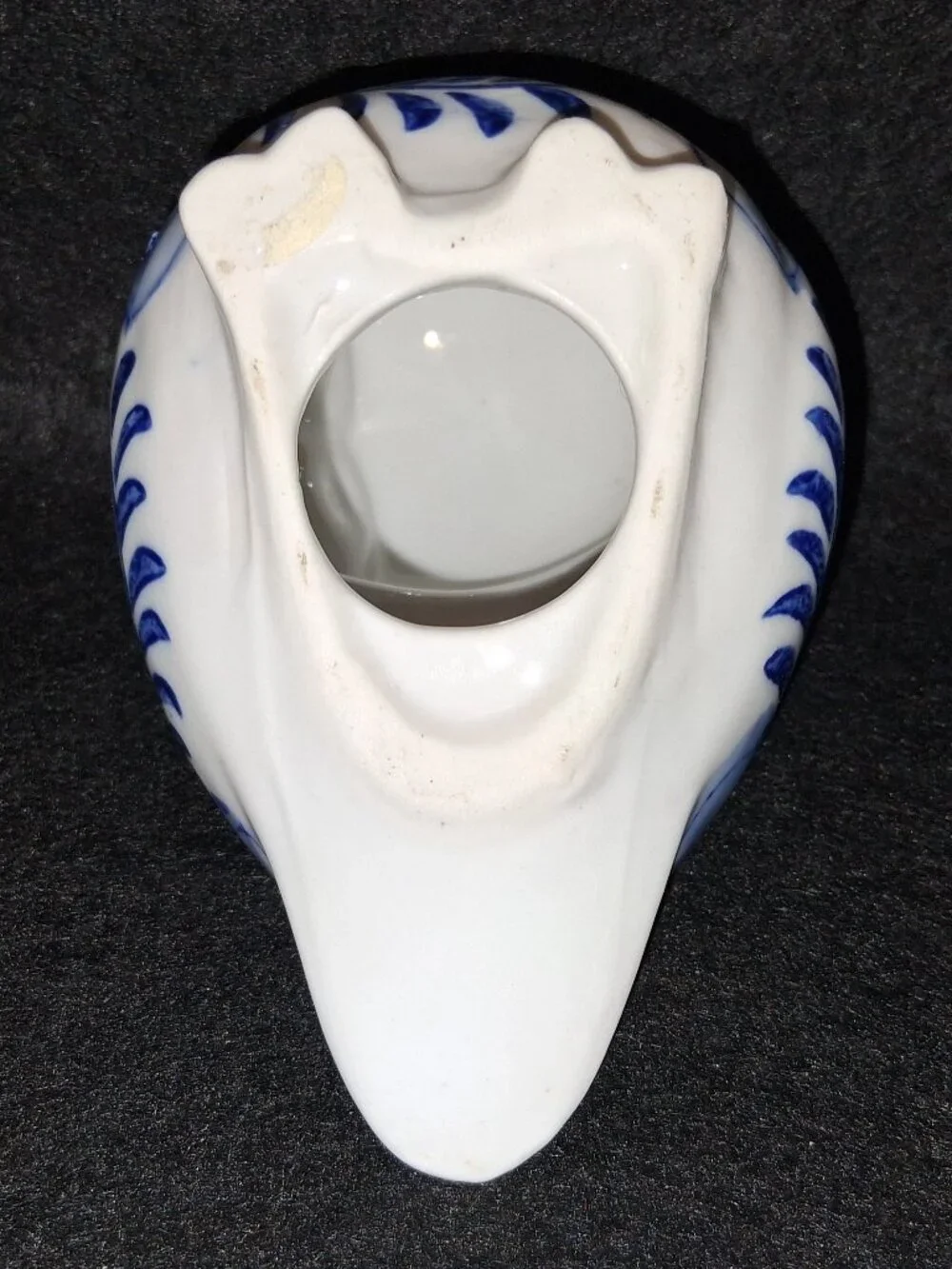 Vintage 70s Delft Blue & White Porcelain Owl Coin Bank Figurine with Stopper - Picture 8 of 9